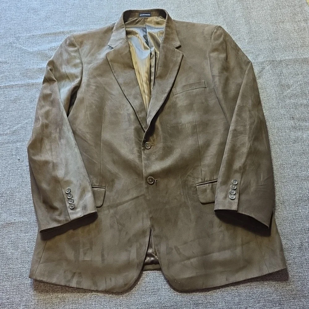 Stafford Men's Brown Suede Feel Sport Coat Blazer Jacket Size 46 Long